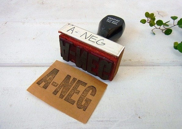 【A-NEG】木製・ヴィンテージ・スタンプ/ゴム印　USA