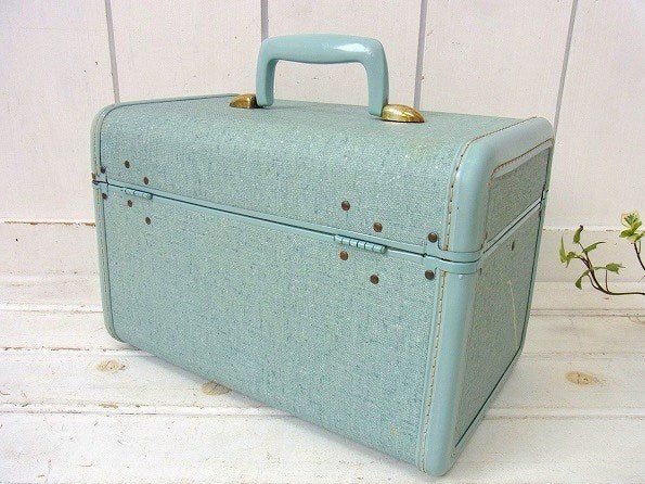 【Samsonite】サムソナイト・ターコイズブルー色・ヴィンテージ・メイクボックス/コスメボックス