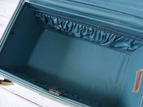 【Samsonite】サムソナイト・ターコイズブルー色・ヴィンテージ・メイクボックス/コスメボックス