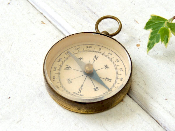 【GERMANY】方位磁石・ドイツ製・アンティーク・コンパス・キーホルダー・アウトドア・登山