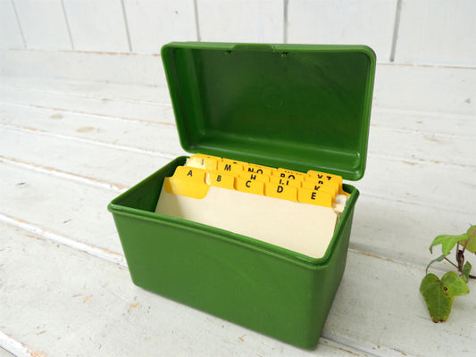 【BORDEN INC】グリーン・アルファベットカード付き・ビンテージ・カード・ファイルボックス