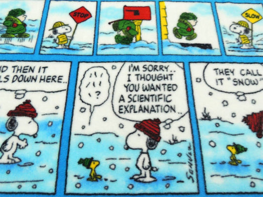 【スヌーピー&ピーナッツの仲間たち】雪遊びコミック柄・マイクロフリース生地/ファブリック/リメイク