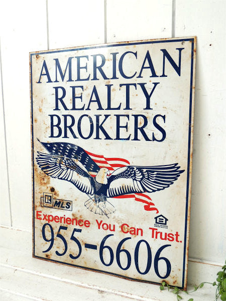 イーグル 星条旗 ヴィンテージ・看板・両面サイン・USA アメリカンビンテージ