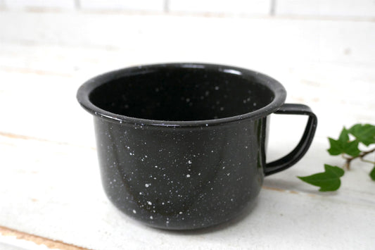 ブラック×ホワイト 琺瑯 ヴィンテージ ホーローカップ エナメルウェア アウトドア キャンプ