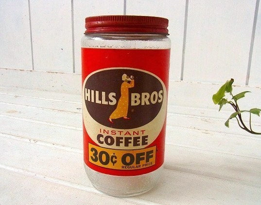 【HILLS BROS COFFEE】ヒルスコーヒー・ヴィンテージ・ガラス瓶/ガラス容器 USA