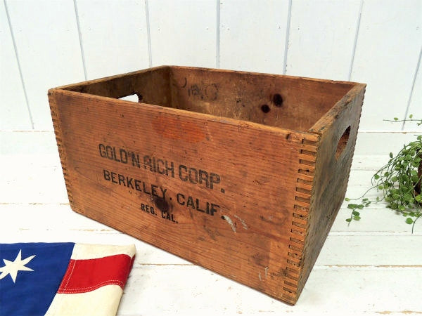 GOLD'N RICH カリフォルニア州・組み木・アンティーク・木箱・ミルク・ウッドボックス