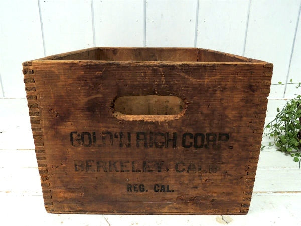 GOLD'N RICH カリフォルニア州・組み木・アンティーク・木箱・ミルク・ウッドボックス