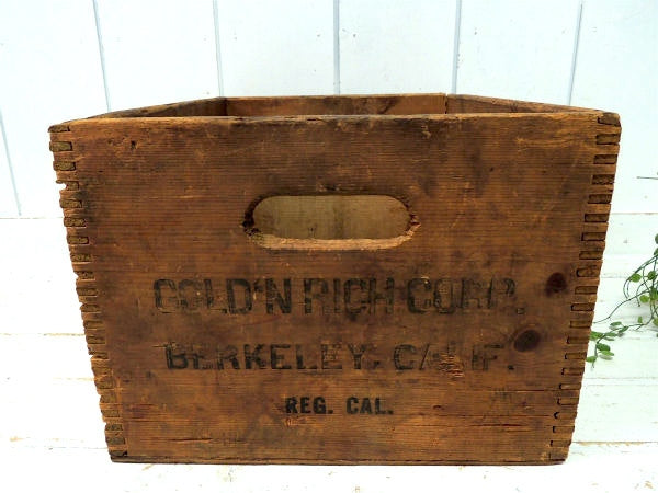 GOLD'N RICH カリフォルニア州・組み木・アンティーク・木箱・ミルク・ウッドボックス