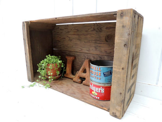 【HUNT'S TOMATO】CALのトマト農園・シャビーなヴィンテージ・ウッドボックス/木箱