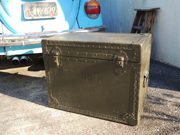 1966【ARMY】ミリタリー・カーキ・ヴィンテージ・軍用木箱・トランク・木箱・ウッドボックス US