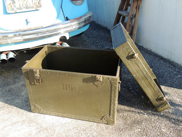 1966【ARMY】ミリタリー・カーキ・ヴィンテージ・軍用木箱・トランク・木箱・ウッドボックス US