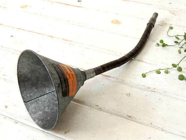 【アメ車・機械整備】ホース付き・ヴィンテージ・オイル差し・じょうご・漏斗・ファンネル・USA