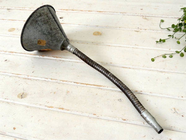 【アメ車・機械整備】ホース付き・ヴィンテージ・オイル差し・じょうご・漏斗・ファンネル・USA