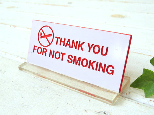 THANK YOU FOR NOT SMOKING 禁煙にご協力ありがとうございます 禁煙・ホワイト×レッド・ヴィンテージ・卓上サイン・USA・看板
