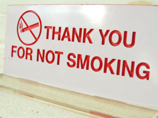 THANK YOU FOR NOT SMOKING 禁煙にご協力ありがとうございます 禁煙・ホワイト×レッド・ヴィンテージ・卓上サイン・USA・看板