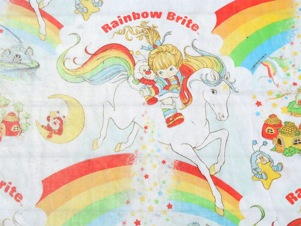 【レインボーブライト】虹・レインボーランド柄・80'sヴィンテージ・ユーズドシーツ(ボックスタイプ)