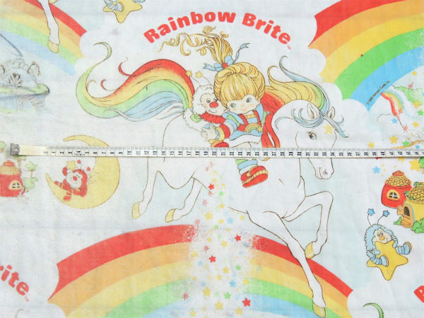 【レインボーブライト】虹・レインボーランド柄・80'sヴィンテージ・ユーズドシーツ(ボックスタイプ)
