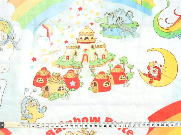 【レインボーブライト】虹・レインボーランド柄・80'sヴィンテージ・ユーズドシーツ(ボックスタイプ)