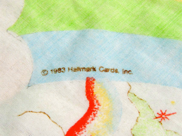 【レインボーブライト】虹・レインボーランド柄・80'sヴィンテージ・ユーズドシーツ(ボックスタイプ)