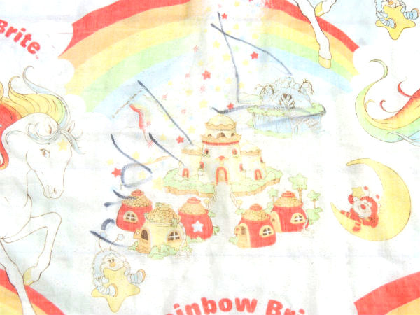 【レインボーブライト】虹・レインボーランド柄・80'sヴィンテージ・ユーズドシーツ(ボックスタイプ)