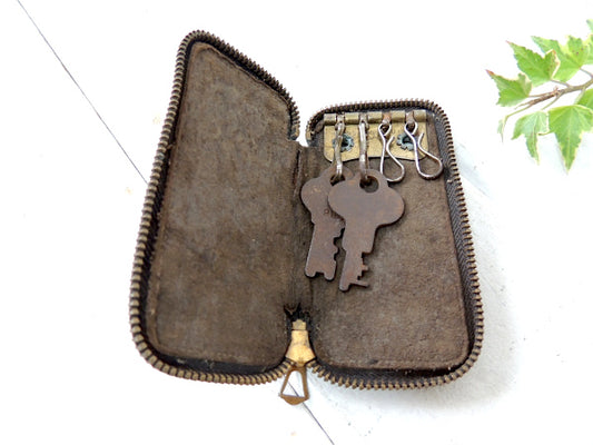 TALON・ジッパー・1930's~ ヴィンテージ・牛革・レザーキーケース・鍵2本付きUSA 小