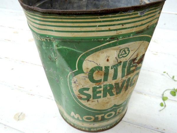 【CITIES SERVICE MOTOR OIL】ヴィンテージ・モーターオイル・オイル缶・1960