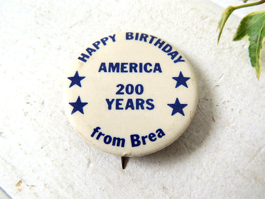 【HAPPY BIRTHDAY/AMERICA 200YEA】ビンテージ・缶バッジ・USA