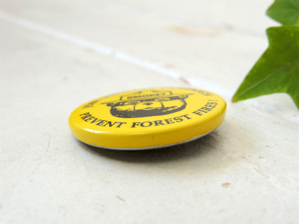 【スモーキーベア】SMOKEY BEAR・黄色・ヴィンテージ・缶バッジ・USA・アクセサリー