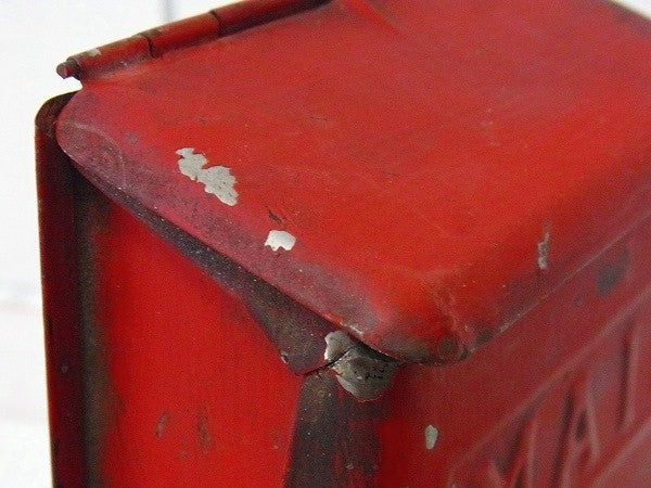 新聞受け付き・赤色のティン製・アンティーク・メールボックス/郵便受け/ポスト USA
