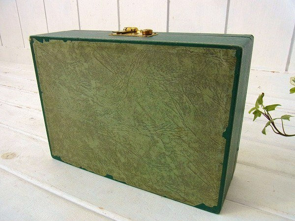 シークレット収納付き・緑色・アンティーク・ジュエリーボックス/ジュエリーケース/宝石箱 USA