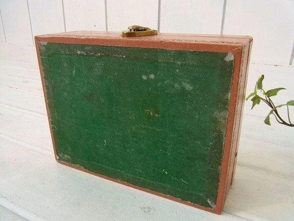 【Mele】サーモンピンク色・小さなアンティーク・ジュエリーボックス/ジュエリーケース/宝石箱