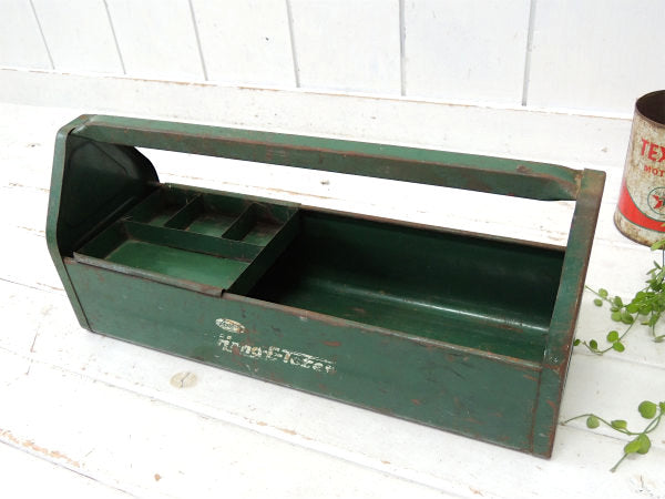 【Amsco】USA・2段式・グリーンカラー・スチール製・ヴィンテージ・ツールケース/工具箱