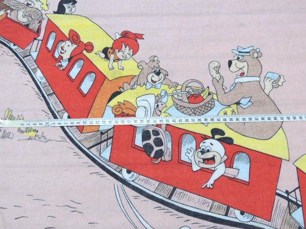 【フリントストーン&ヨギベア】ハンナバーベラ・汽車柄・ヴィンテージ・ユーズドシーツ(ボックスタイプ)