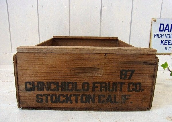 【CHINCHIOLO FRUIT CO】フルーツの木製・ヴィンテージ・ウッドボックス/木箱　USA