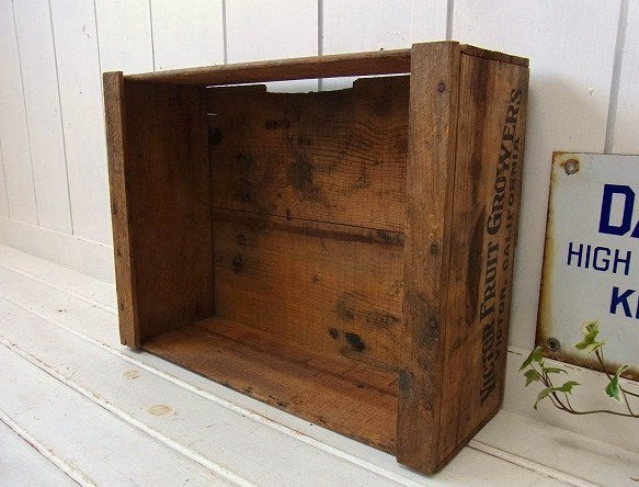 【VICTOR FRUIT GROWERS】フルーツの木製・ヴィンテージ・ウッドボックス/木箱