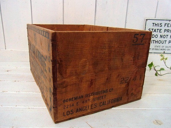 【BLACK&WHITE】スコッチウィスキーのチェッカー柄・アンティーク・ウッドボックス/木箱