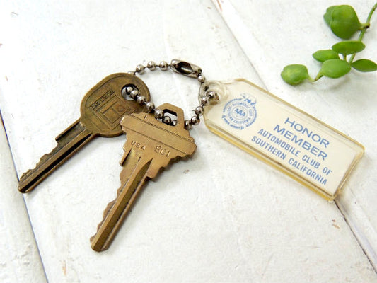 【AAA・トリプルエー】デッドストック・ヴィンテージ・キーホルダー・真鍮製・鍵2本付き