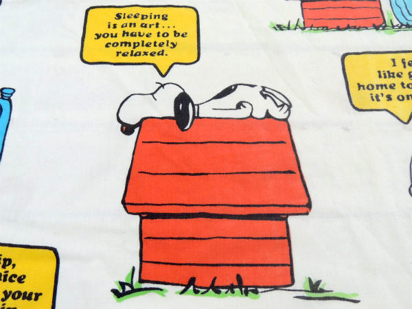 【スヌーピー】ピーナッツの仲間・ベッドタイム柄・70'ヴィンテージ・ユーズドシーツ(ボックスタイプ)