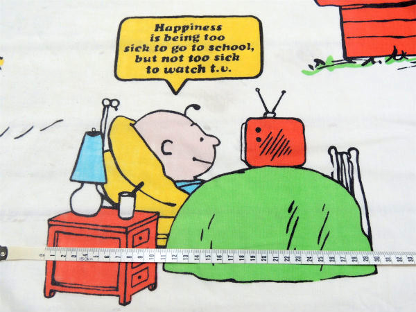 【スヌーピー】ピーナッツの仲間・ベッドタイム柄・70'ヴィンテージ・ユーズドシーツ(ボックスタイプ)