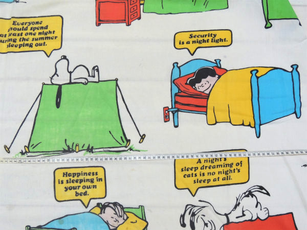 【スヌーピー】ピーナッツの仲間・ベッドタイム柄・70'ヴィンテージ・ユーズドシーツ(ボックスタイプ)