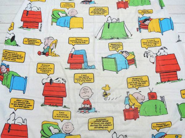 【スヌーピー】ピーナッツの仲間・ベッドタイム柄・70'ヴィンテージ・ユーズドシーツ(ボックスタイプ)