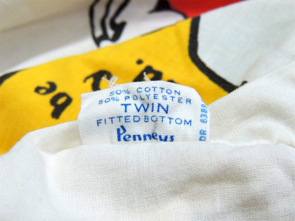 【スヌーピー】ピーナッツの仲間・ベッドタイム柄・70'ヴィンテージ・ユーズドシーツ(ボックスタイプ)