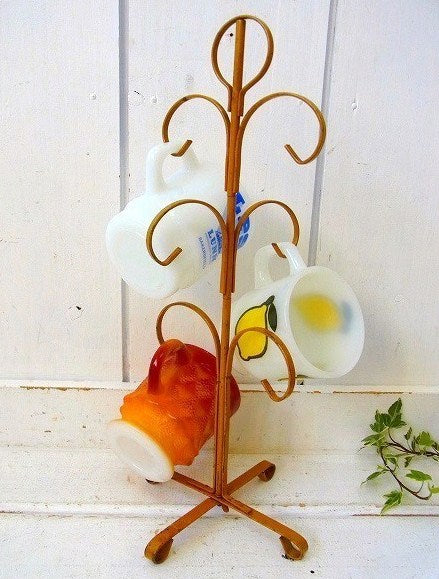 6客用 キッチン雑貨 ヴィンテージ・アイアン製・マグツリー マグカップホルダー