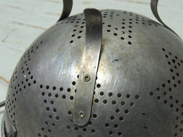 【★星モチーフ】アルミ製・ハンドル&脚付き・アンティーク・コランダー/水切りボウル USA