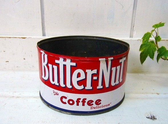 【Butter-Nut Coffee】ブリキ製・ヴィンテージ・コーヒー缶 USA