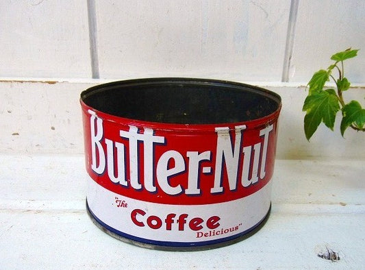 【Butter-Nut Coffee】ブリキ製・ヴィンテージ・コーヒー缶 USA