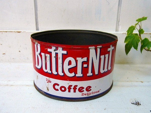 【Butter-Nut Coffee】ブリキ製・ヴィンテージ・コーヒー缶 USA