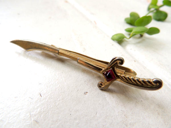 剣・HICKOK・ナイフ USA ワインレッド ビンテージ・タイピン・タイバー ミッドセンチュリー