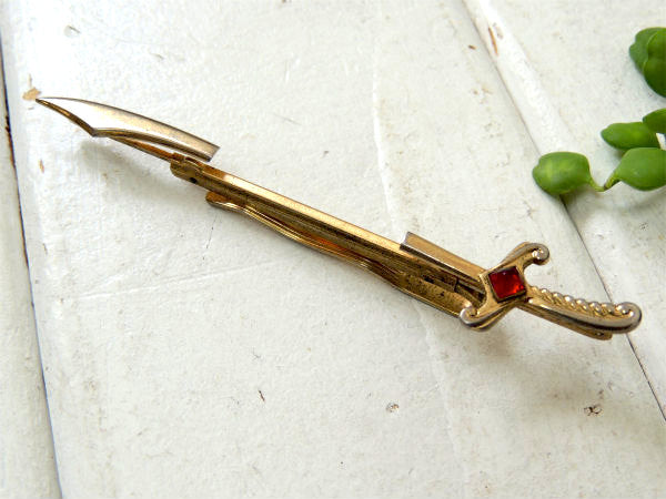 剣・HICKOK・ナイフ USA ワインレッド ビンテージ・タイピン・タイバー ミッドセンチュリー