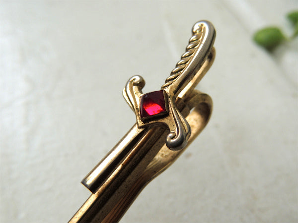 剣・HICKOK・ナイフ USA ワインレッド ビンテージ・タイピン・タイバー ミッドセンチュリー